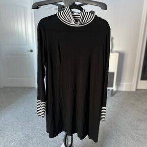 Pastels Black and White Long Sleeve Dress